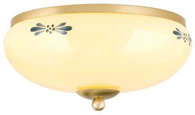 Plafoniera clasica Landhaus 28cm alama satin/ sticla champagne decor albastru