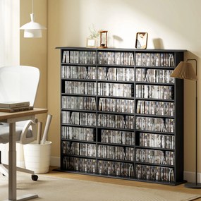 HOMCOM Dulap Suport Cd/dvd, Bibliotecă Con 8 Rafturi E 18 Rafturi Regolabili, Negru | Aosom Romania
