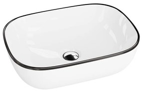 Lavoar pe blat Rune Alvar dreptunghiular 46 cm alb-negru lucios
