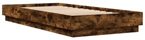 839599 vidaXL Cadru de pat, stejar fumuriu, 100x200 cm, lemn prelucrat