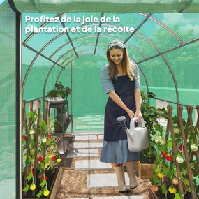Outsunny Sera tunel de grădină 3 x 2 x 2 m cu ușă înrolabilă și ferestre mari, din oțel galvanizat și PE, verde | Aosom Romania
