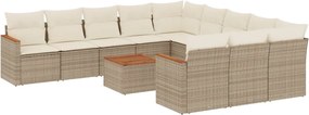 vidaXL Set canapele de grădină cu perne, 12 piese, bej, poliratan
