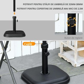 Outsunny Suport Umbrelă de Grădină din Beton 11kg, Bază Pătrată Stabilă pentru Umbrelă Masa Exterior, Negru | Aosom Romania