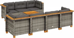 vidaXL Set canapele de grădină cu perne, 8 piese, gri, poliratan
