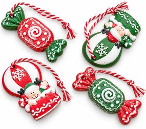 Set 4 bucati ornamente de Craciun CANDY ELF 6 cm