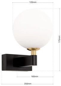 Aplica pentru baie design modern IP44 MARA negru/alama