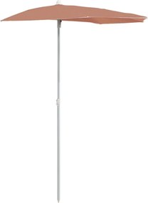 vidaXL Umbrelă de grădină cu stâlp, cărămiziu, 180x90 cm, semirotundă