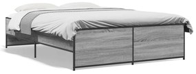 3279900 vidaXL Cadru de pat, gri sonoma, 140x190 cm, lemn prelucrat și metal