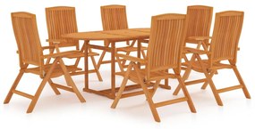 Set de masa pentru gradina, 7 piese, lemn masiv de tec Oval, 7