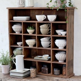 Etajeră din lemn reciclat, cu compartimente, stil rustic, Grimaud