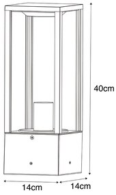 Lampă de podea inteligentă de exterior neagră cu sticlă canelată 40 cm incl. WiFi A60 - Charlois
