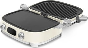 Grătar multifuncțional SMEG 50's Style MGF01CREU, 2100 W, 60-230 °C, 3 programe, acoperire ceramică, tavă de scurgere, semnal sonor, cronometru, culoare crem