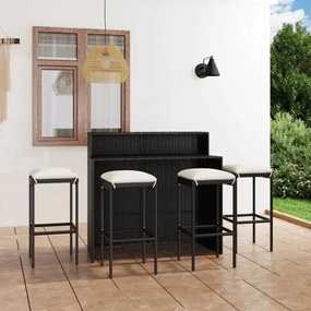 3064879 vidaXL Set mobilier bar de grădină cu perne, 5 piese, negru