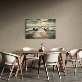 Tablou cu dig din lemn la mare (90x60 cm)
