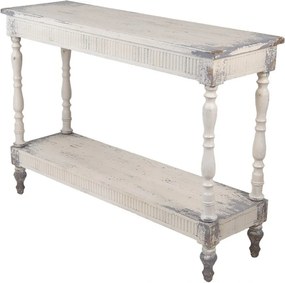 Consolă shabby chic din lemn, finisaj alb antichizat, „Maude”