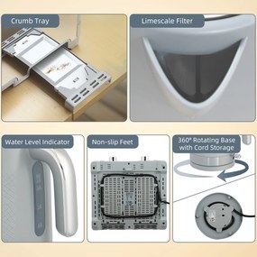 HOMCOM Set fierbător și prăjitor, fierbător rapid 1,7L 2200W cu termostat | Aosom Romania