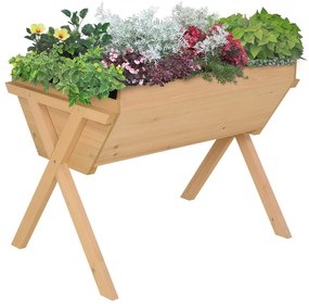 Outsunny Ghiveci Strat cu Flori Inaltat pentru Legume Plante Lemn Netasat Inalt Gradina Gradinarit Lemn 100cm x 70cm x 80cm