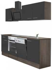 Mobilă de bucătărie Yorki 220, corp din stejar Yorki, față antracit satinat cu element inferior al cuptorului