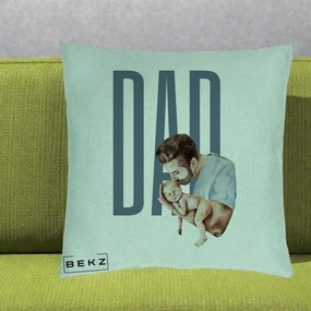 Cadou pentru Tata - Perna Personalizata DAD Tata si Nou-Nascut, 40x40 cm, Verde Menta, Husa Detasabila, Perna Inclusa, BEKZ®