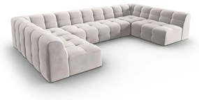 Colțar gri deschis cu tapițerie din catifea (în formă de "U") Kendal – Micadoni Home