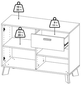 Comodă albă-în culoare naturală cu aspect de lemn de stejar 99x73x39 cm Ikast – Tvilum