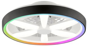 Ventilator LED RGBW de tavan cu lumină Brilliant GAIANO LED/48W/230V negru + telecomandă