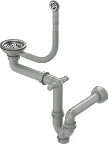 Sifon manual Quadron Save Space inox pentru chiuvete granit cu 1 cuva