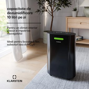 Klarstein AeroDry 10 dezumidificator, 165 W, 10 l/zi, 135 m³/h, pentru suprafețe de până la 30 m², Funcția DrySelect