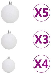 Set brad de Craciun artificial LED-uri globuri rosu 180 cm PVC 1, Rosu si gri, 180 x 93 cm