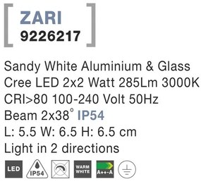 Aplica LED ambientala de exterior IP54 ZARI 2 alba NVL-9226217