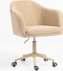 HR832K Scaun Catifea Reiată Premium culoare Bej Ghimbir cu Bază Crem