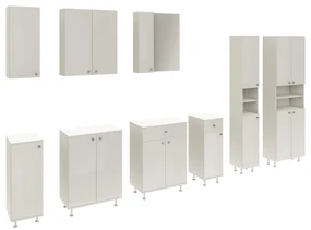 Corp Baie haaus Zaria, 1 Sertar, 2 Usi, Alb lucios/Alb, MDF, L 60 x l 35 x H 85 cm