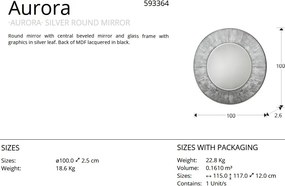 Oglinda decorativa AURORA ROUND 100cm, argintie SV-593364
