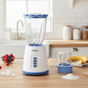 La mâna a doua: Blender cu rasnita Rosberg R51162B, 500W, 2 viteze +Pulse, Albastru/Alb