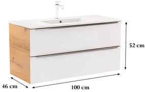 Dulap inferior Vario Trim 100 cu lavoar stejar-alb