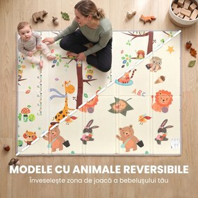 AIYAPLAY Covoraș de joacă pentru copii 200x150x1,5 cm, tematică pădure, pliabil, reversibil, din XPE, 0-3 ani, multicolor | Aosom Romania