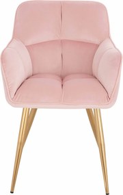 HR550 Scaun Roz Pudra Catifea cu Bază Aurie