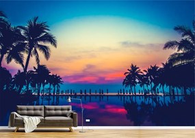 Tapet Premium Canvas - Peisaj de vara si palmieri