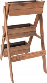 Suport de flori din lemn Vas de flori cu 3 niveluri din lemn natural