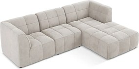 Colțar bej cu tapițerie din catifea (cu colț pe partea dreaptă/cu șezlong) Aloha – Makamii