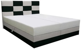 Pat matrimonial140 cm Boxspring Marion Comfort (Negru + gri deschis) (cu somieră și saltea). 1056246