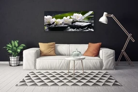 Tablou pe panza canvas Pietre florale flori alb negru