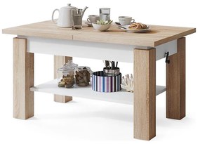 Masă extensibilă ADONIS pentru living și dining, stejar Sonoma/alb, cu poliță