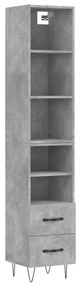 3189761 vidaXL Dulap înalt, gri beton, 34,5x34x180 cm, lemn prelucrat