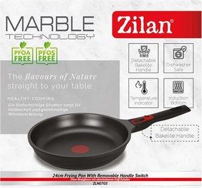 Tigaie Zilan ZLN0705 cu strat inductie, 24 cm, invelis non-aderent, maner detasabil