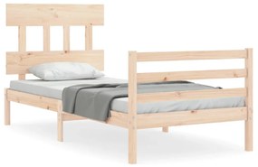 3195116 vidaXL Cadru de pat cu tăblie single mic, lemn masiv
