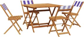 vidaXL Set mobilier de grădină 5 piese textil albastru alb/lemn masiv