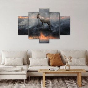 Tablou cu capră de munte în foc (150x105 cm)