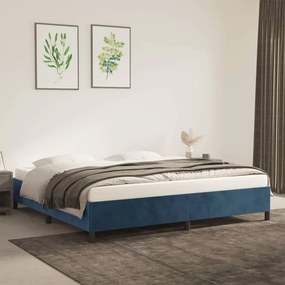 347346 vidaXL Cadru de pat, albastru închis, 200x200 cm, catifea