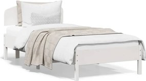 vidaXL Cadru de pat fără saltea, alb, 90x200 cm, lemn masiv pin